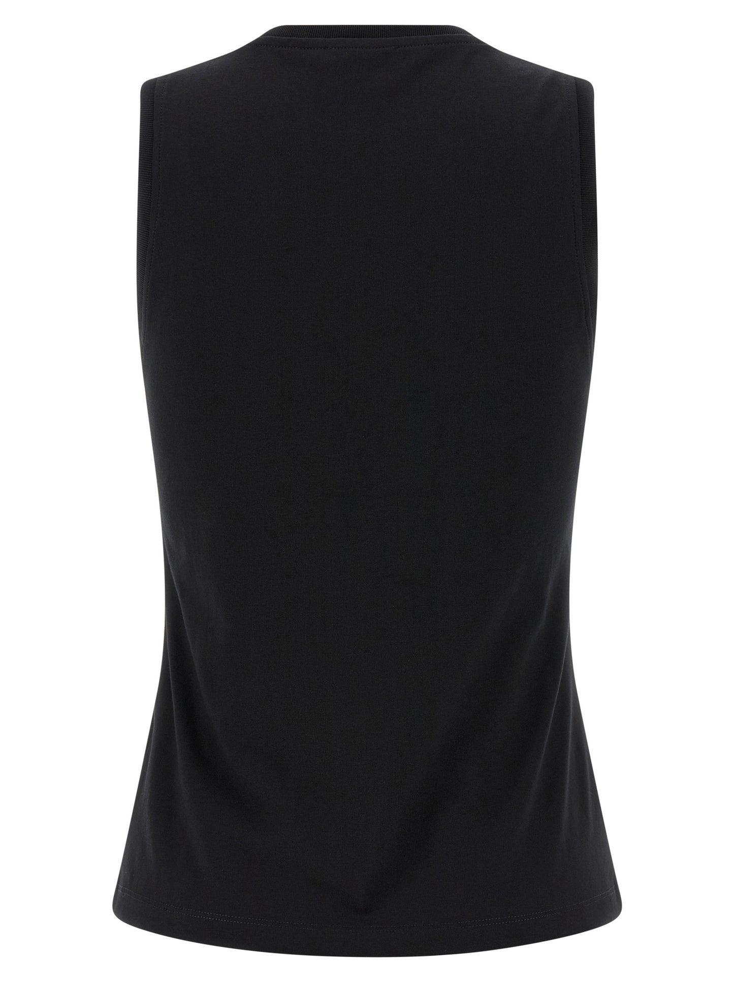 Balmain Black Cotton Sleeveles T-Shirt