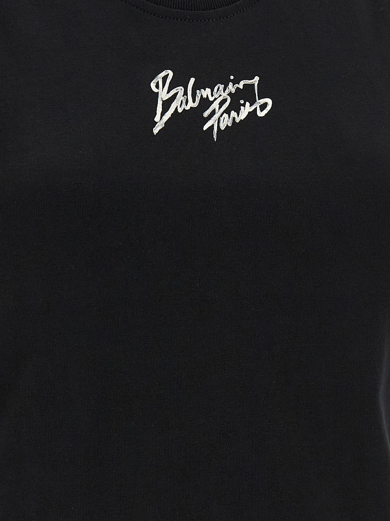 Balmain Black Cotton Sleeveless T-Shirt