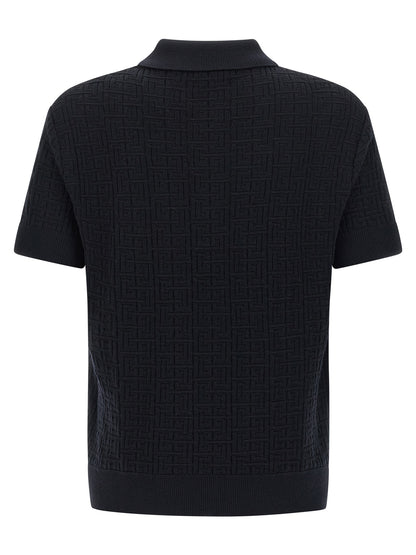 Balmain Blue Wool Polo Shirt
