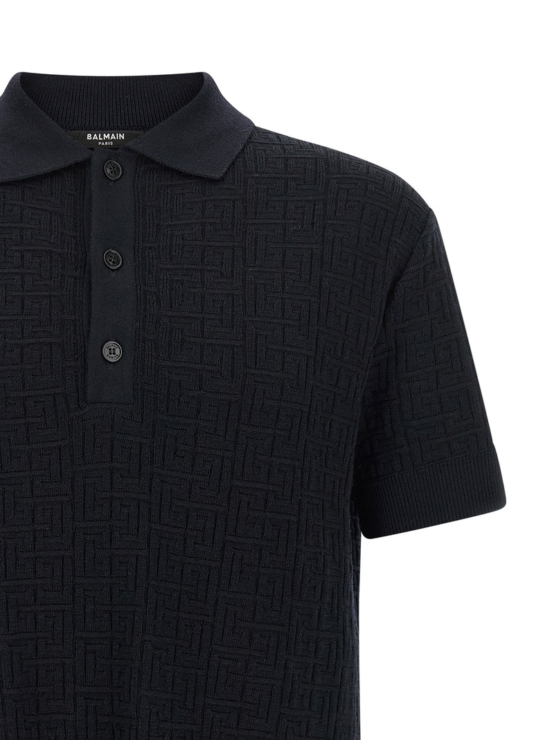Polo Balmain bleu en laine