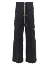 Rick Owens Black Cotton Cargo Pants