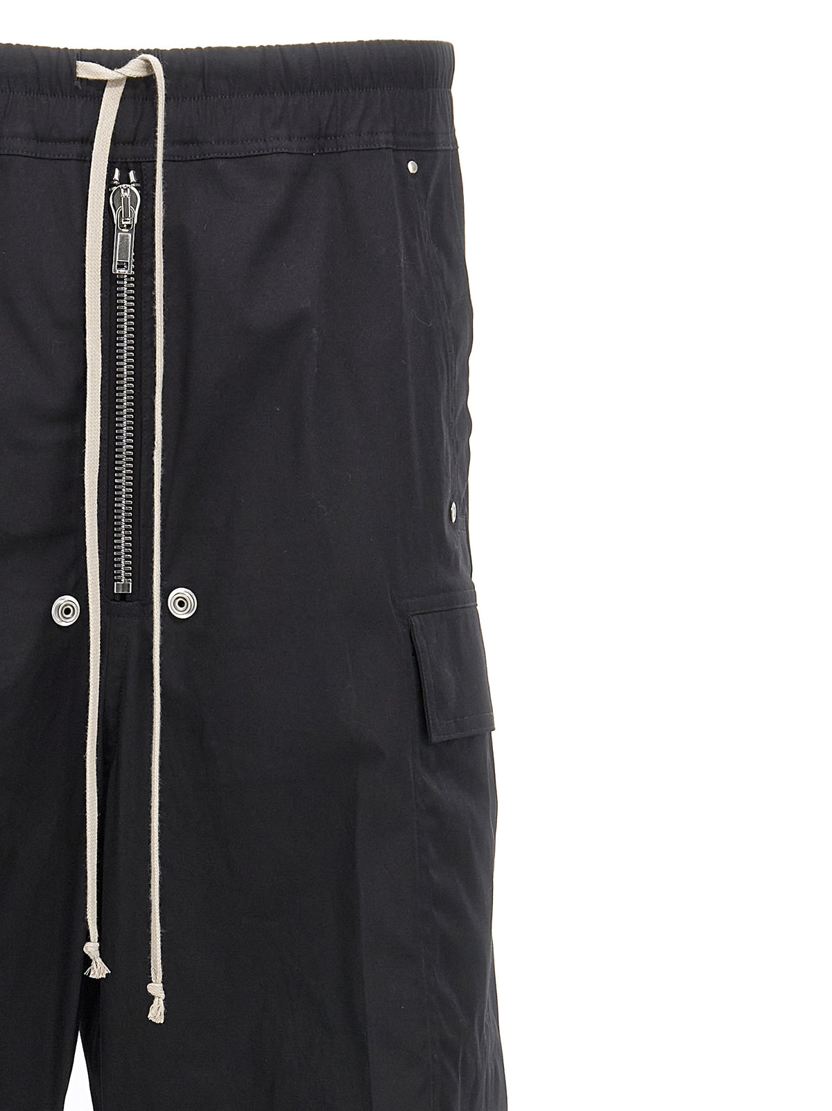 Rick Owens Black Cotton Cargo Pants