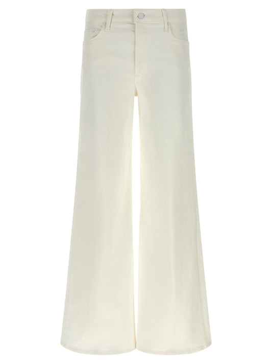 Mother Denim White Cotton Flared Jeans - The Twister Sneak