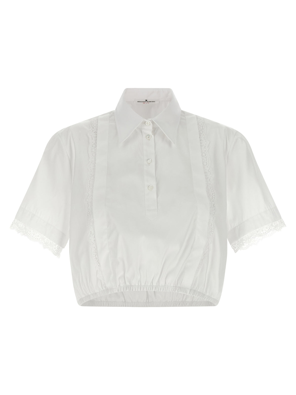 Ermanno Scervino White Cotton Blouse with Lace Inserts