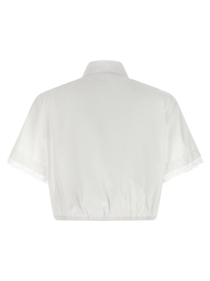 Ermanno Scervino White Cotton Blouse with Lace Inserts