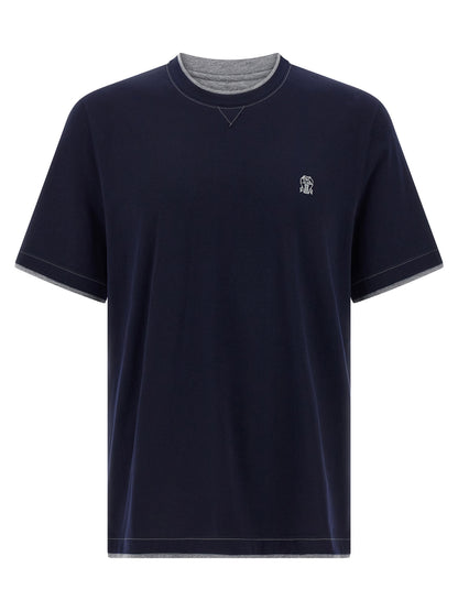 Brunello Cucinelli Blue Cotton T-Shirt