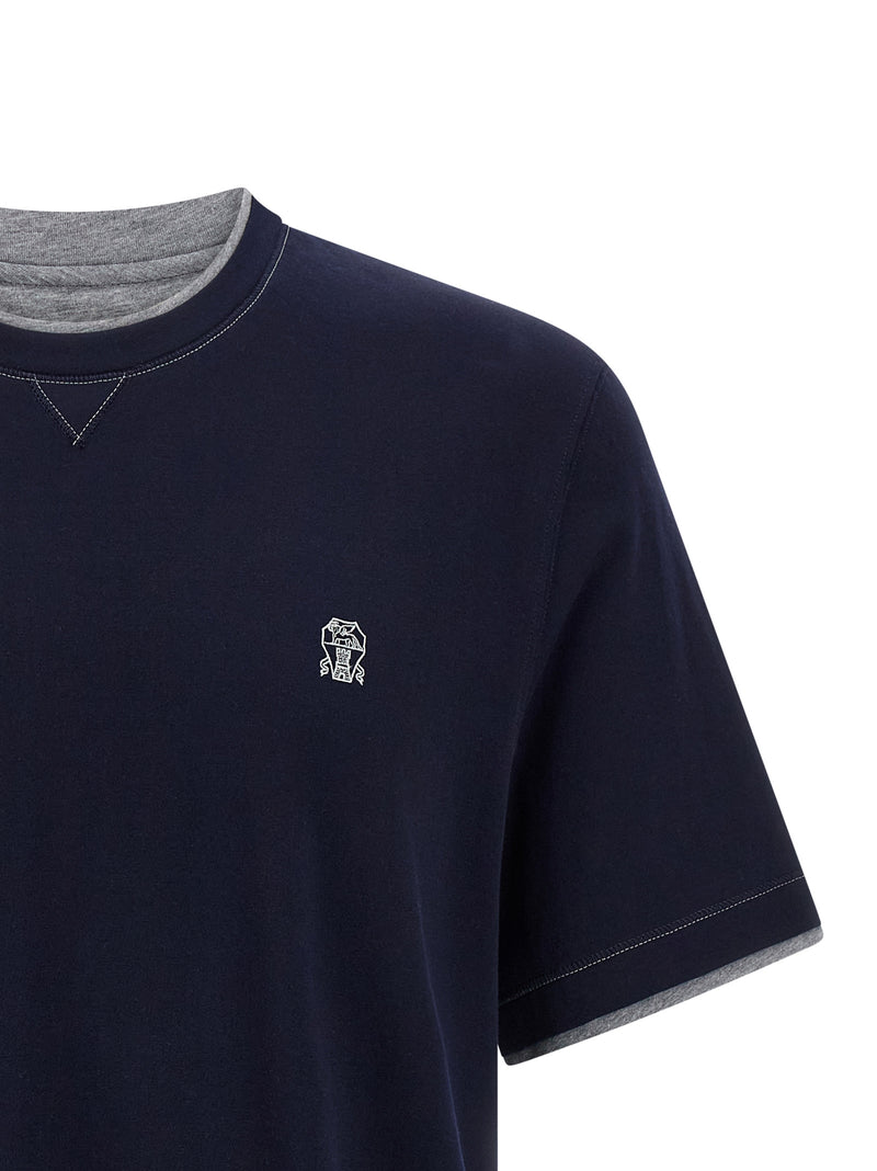 Brunello Cucinelli Blue Cotton T-Shirt - Luxurious Casual Wear