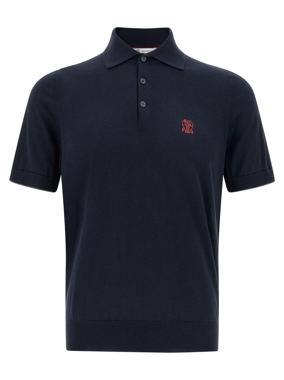 Polo Brunello Cucinelli en coton bleu