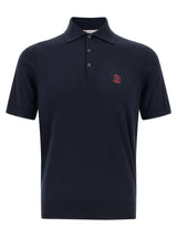 Polo Brunello Cucinelli en coton bleu