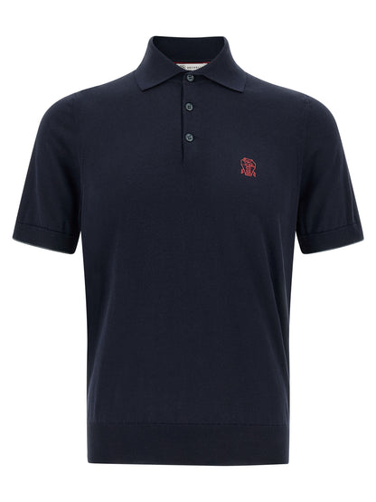 Polo Brunello Cucinelli en coton bleu