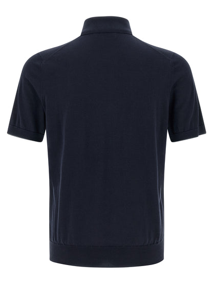 Polo Brunello Cucinelli en coton bleu