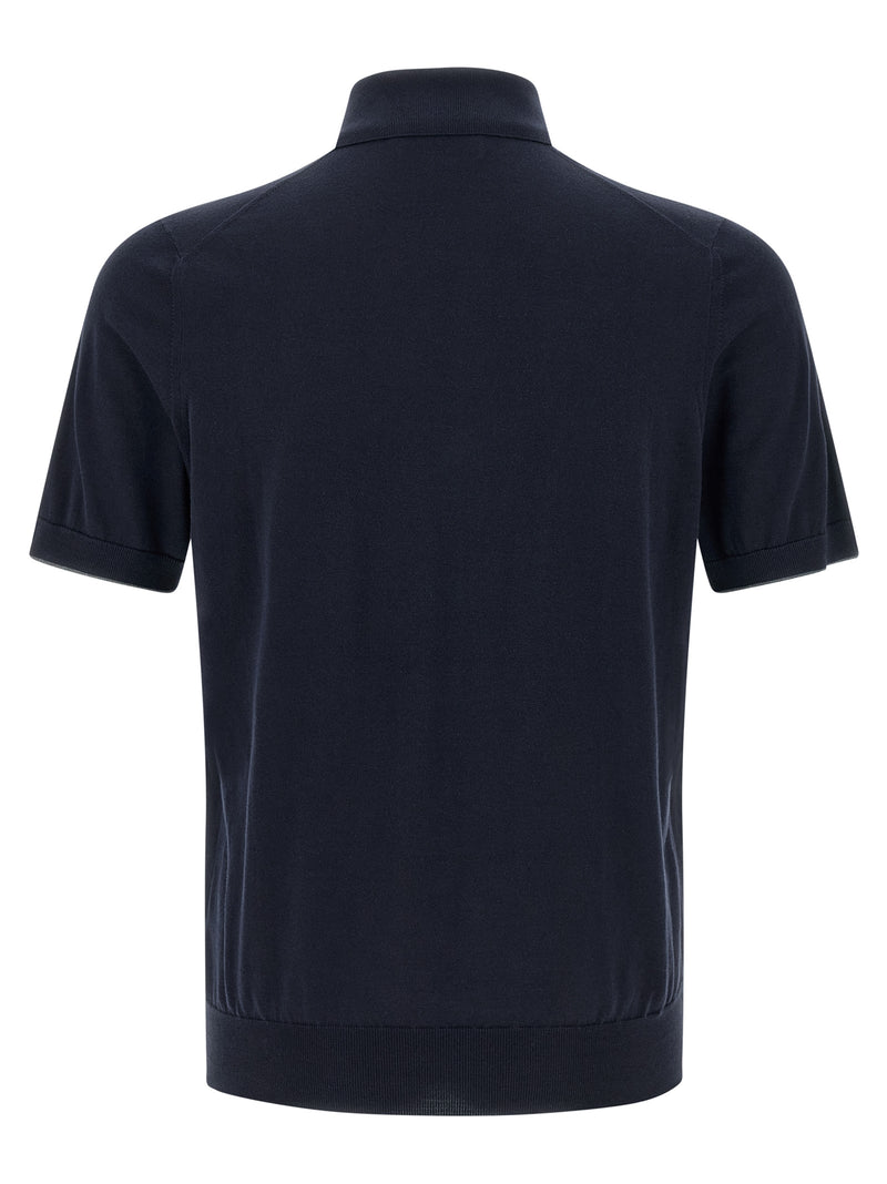 Polo Brunello Cucinelli en coton bleu