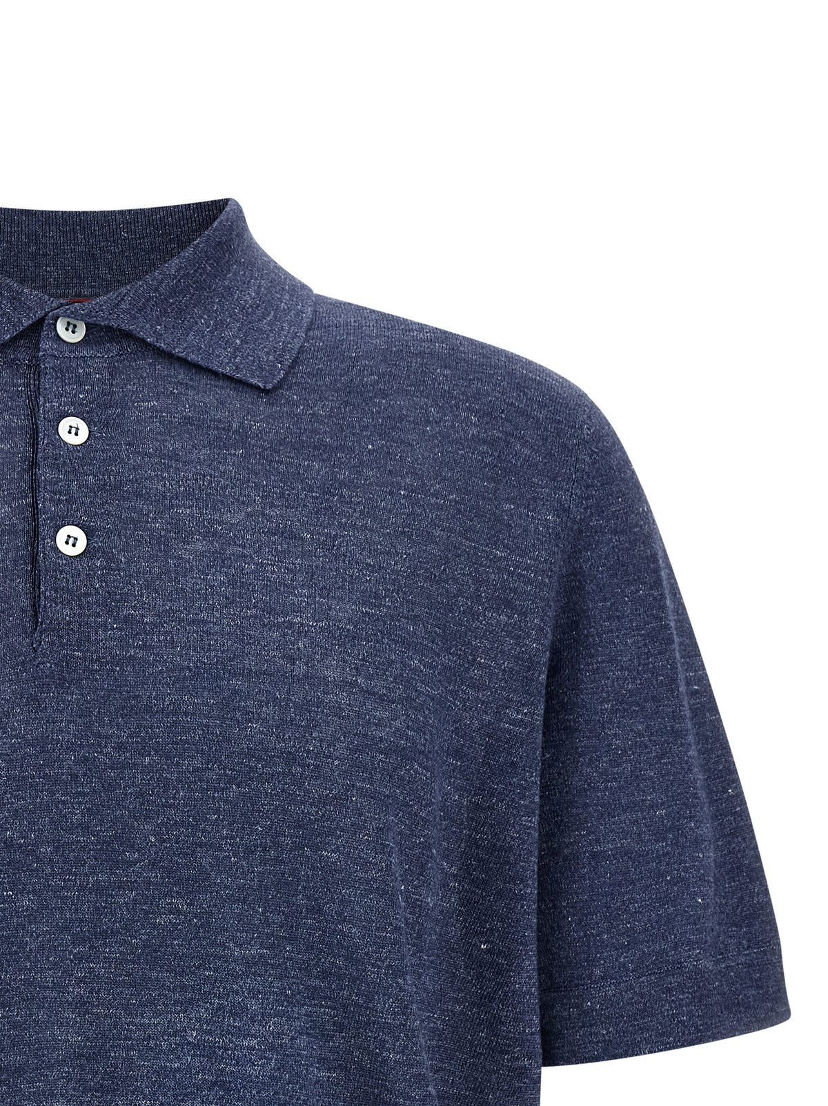 Brunello Cucinelli Blue Linen Polo Shirt for Men