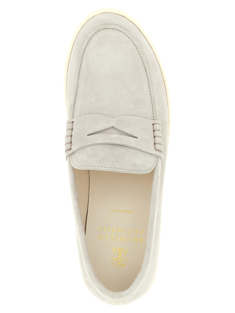 Mocassins à enfiler Brunello Cucinelli en veau gris