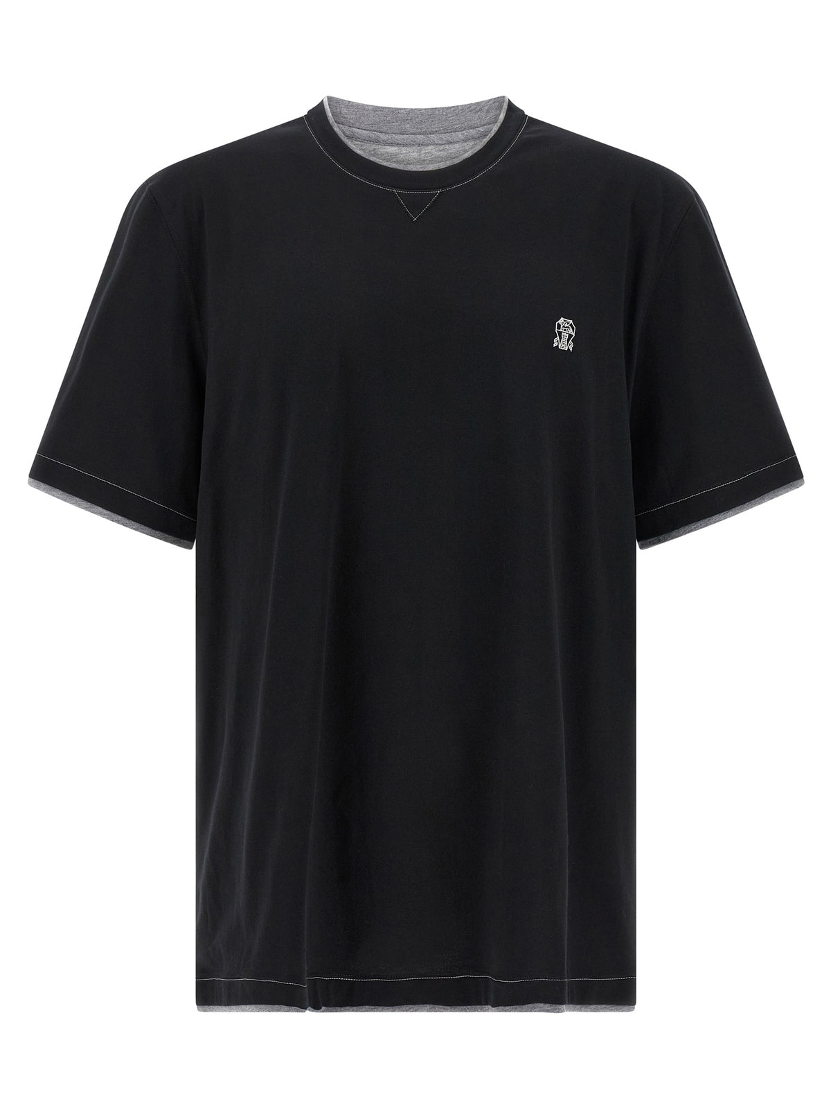 T-shirt en coton noir Brunello Cucinelli