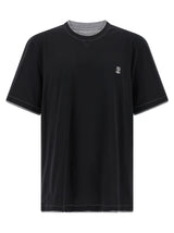 T-shirt en coton noir Brunello Cucinelli