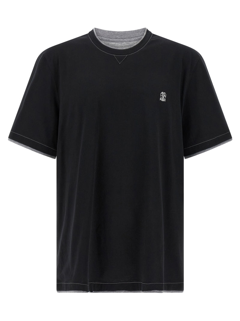 T-shirt en coton noir Brunello Cucinelli