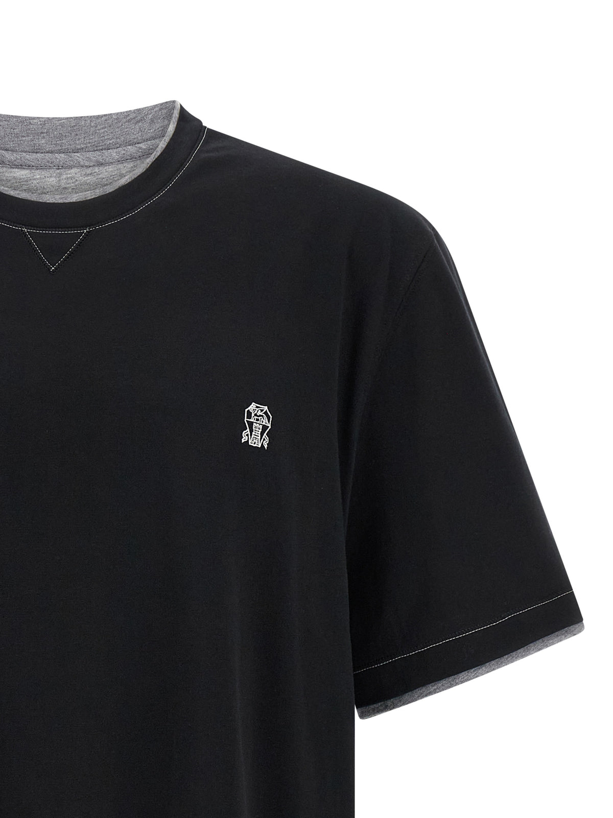 T-shirt en coton noir Brunello Cucinelli