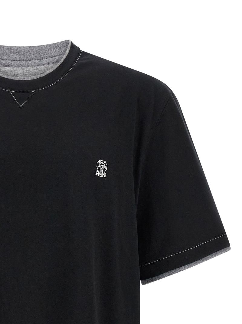 T-shirt en coton noir Brunello Cucinelli