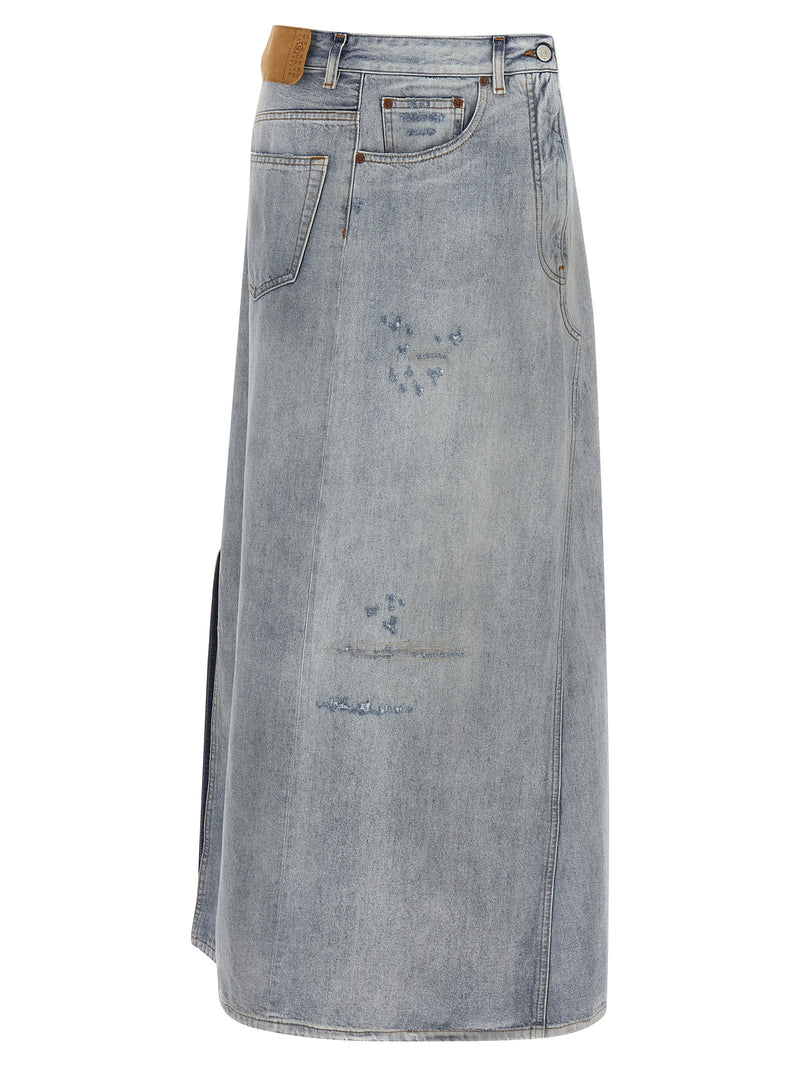 Jupe courte en coton bleu MM6 Maison Margiela