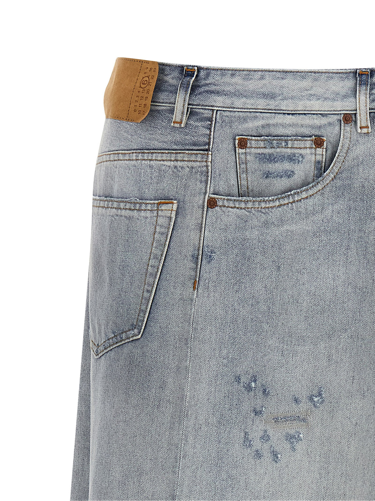Jupe courte en coton bleu MM6 Maison Margiela
