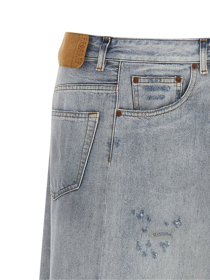 MM6 Maison Margiela Blue Cotton Mini Skirt