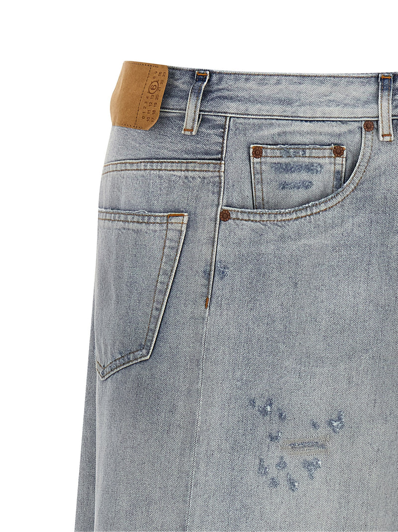 Jupe courte en coton bleu MM6 Maison Margiela