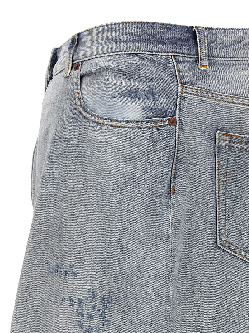 Jupe courte en coton bleu MM6 Maison Margiela
