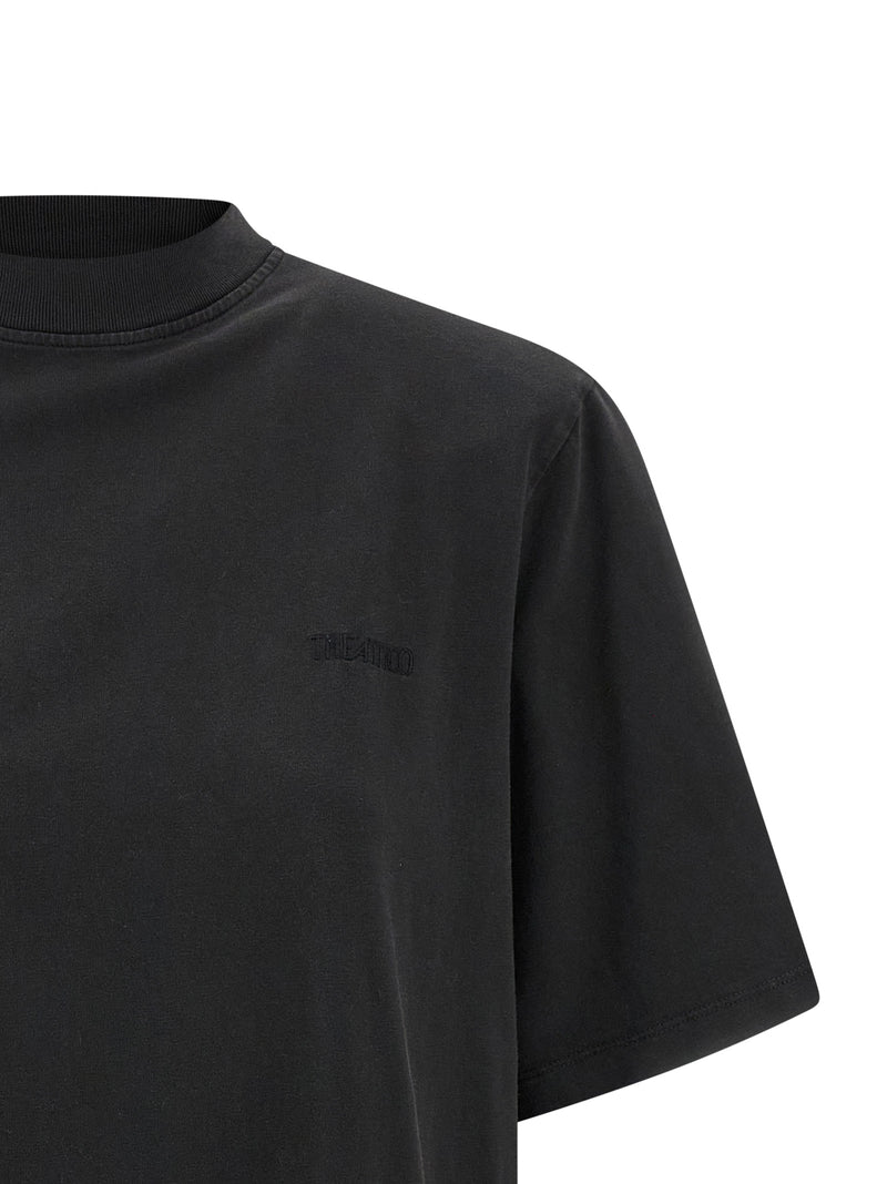 The Attico Black Cotton T-Shirt with Removable Padded Shoulder