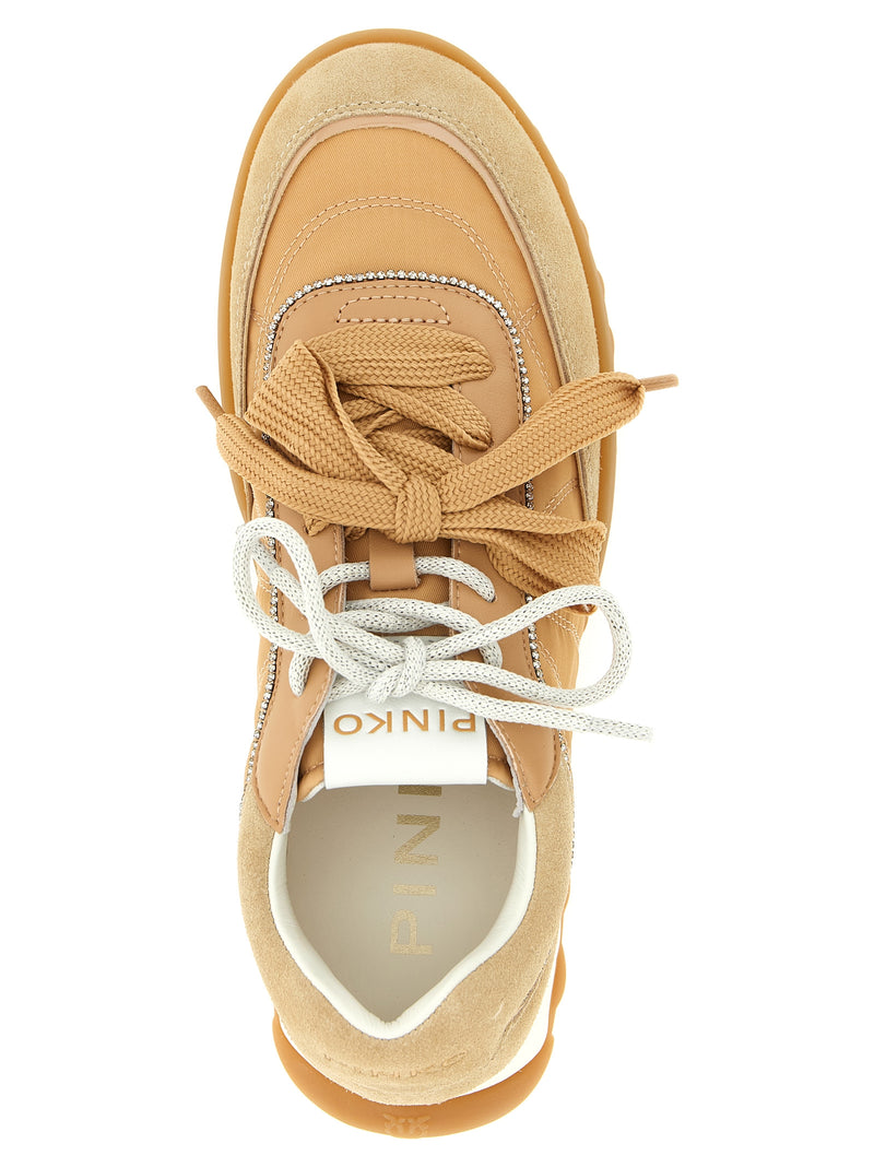 Baskets athlétiques PINKO en cuir de veau beige