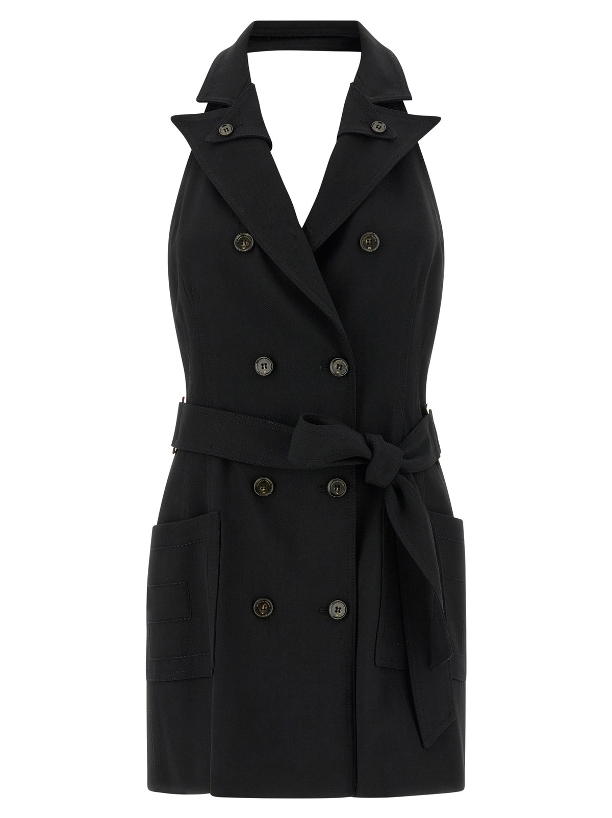Elisabetta Franchi Black Viscose Gabardine Mini Dress