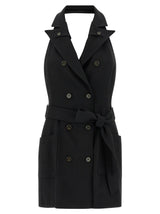 Elisabetta Franchi Black Viscose Gabardine Mini Dress