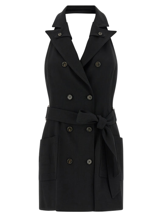 Elisabetta Franchi Black Viscose Gabardine Mini Dress