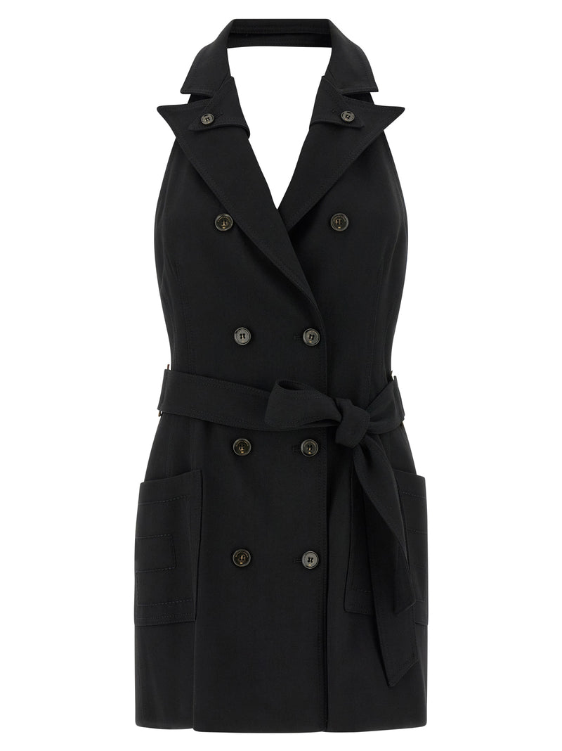 Elisabetta Franchi Black Viscose Gabardine Mini Dress