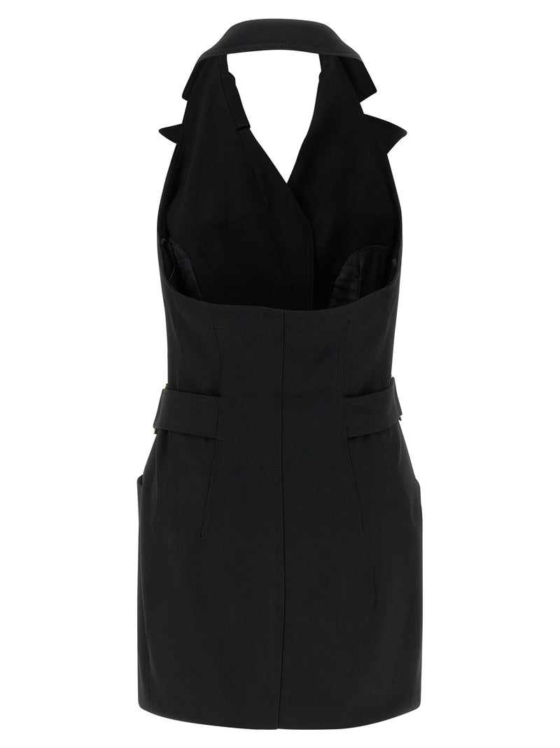 Elisabetta Franchi Black Viscose Gabardine Mini Dress