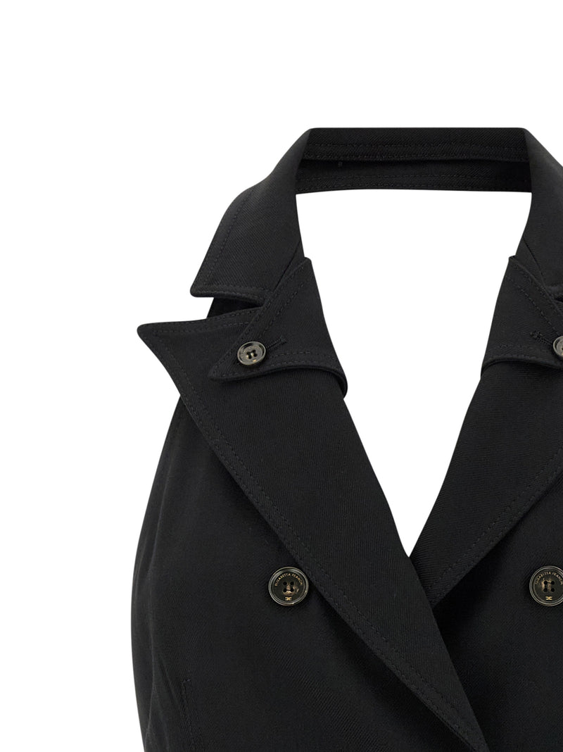 Elisabetta Franchi Black Viscose Gabardine Mini Dress
