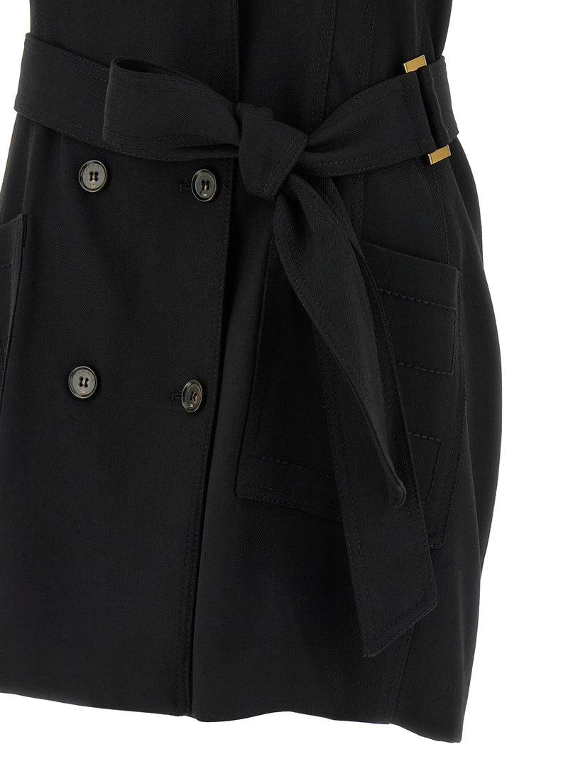 Elisabetta Franchi Black Viscose Gabardine Mini Dress