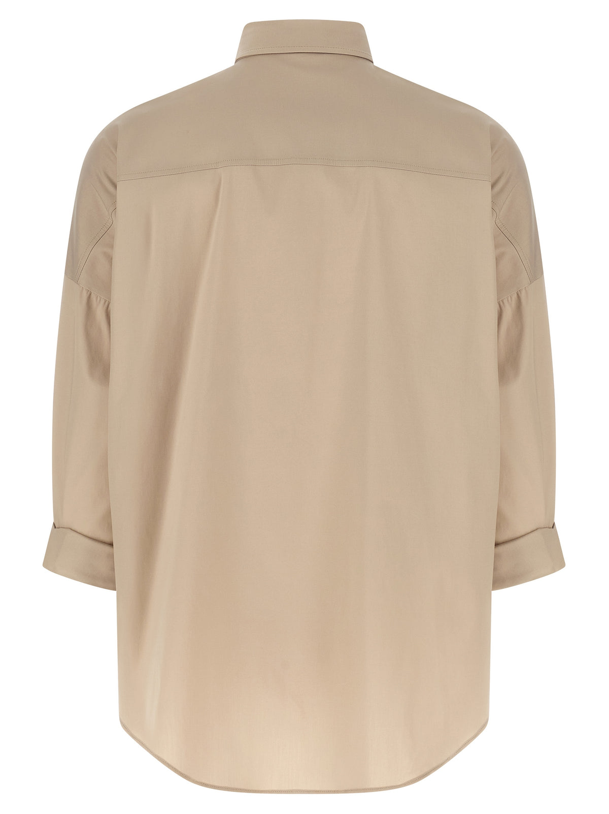 Brunello Cucinelli Beige Cotton Blouse with Shiny Trim