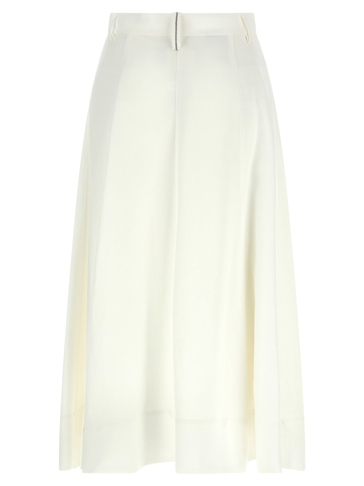 Brunello Cucinelli White Viscose Midi Skirt