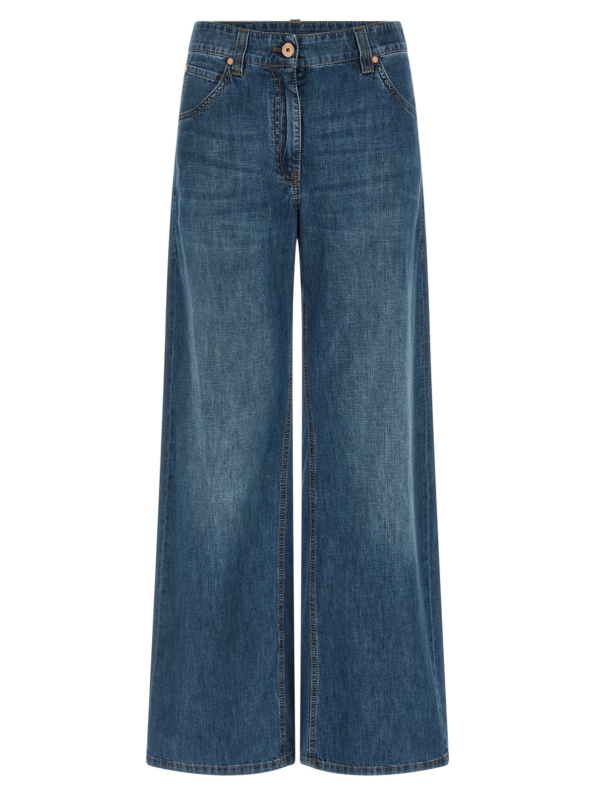 Brunello Cucinelli Blue Cotton Relaxed Fit Jeans