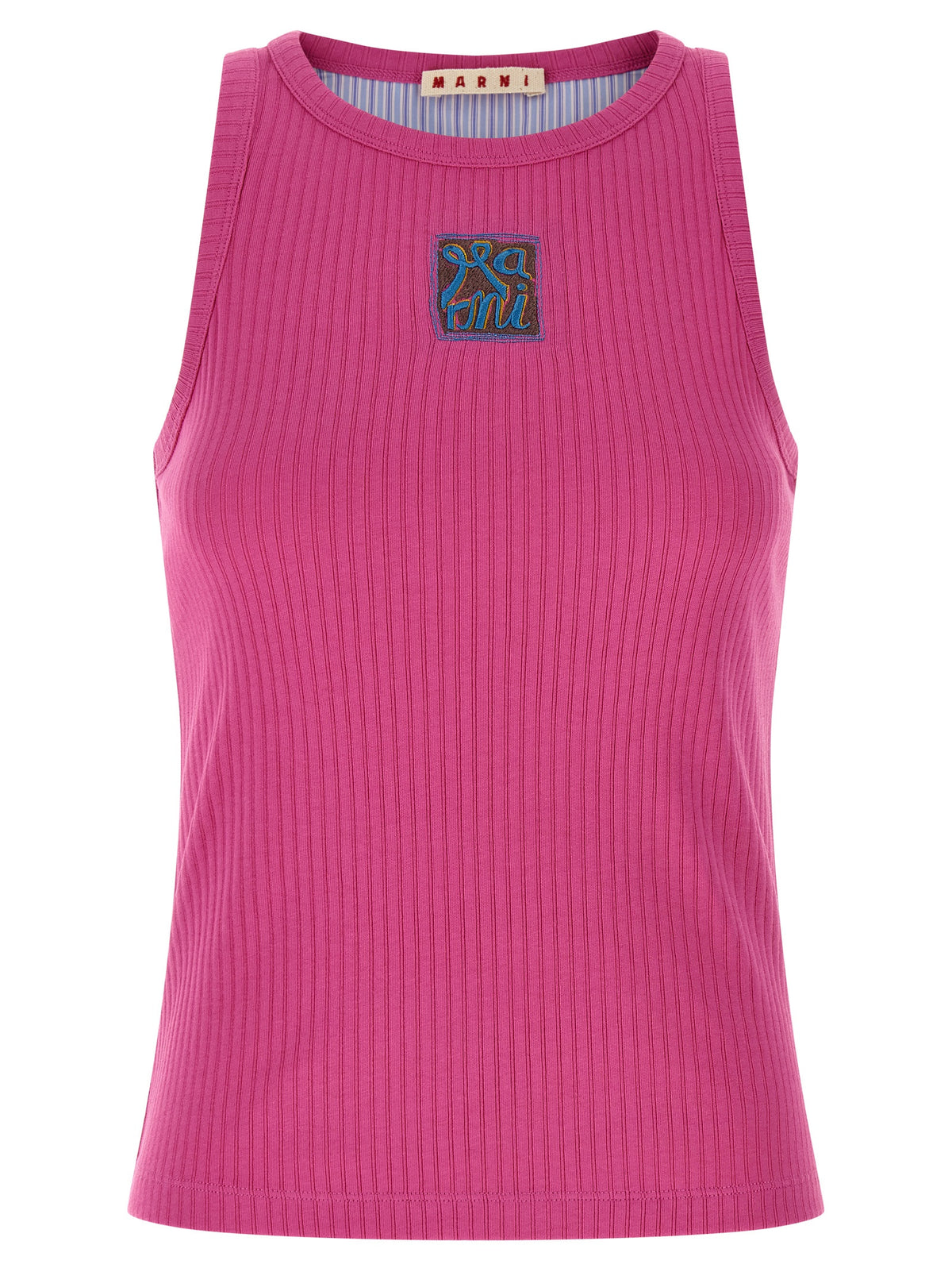 T-shirt sans manches en coton fuchsia Marni