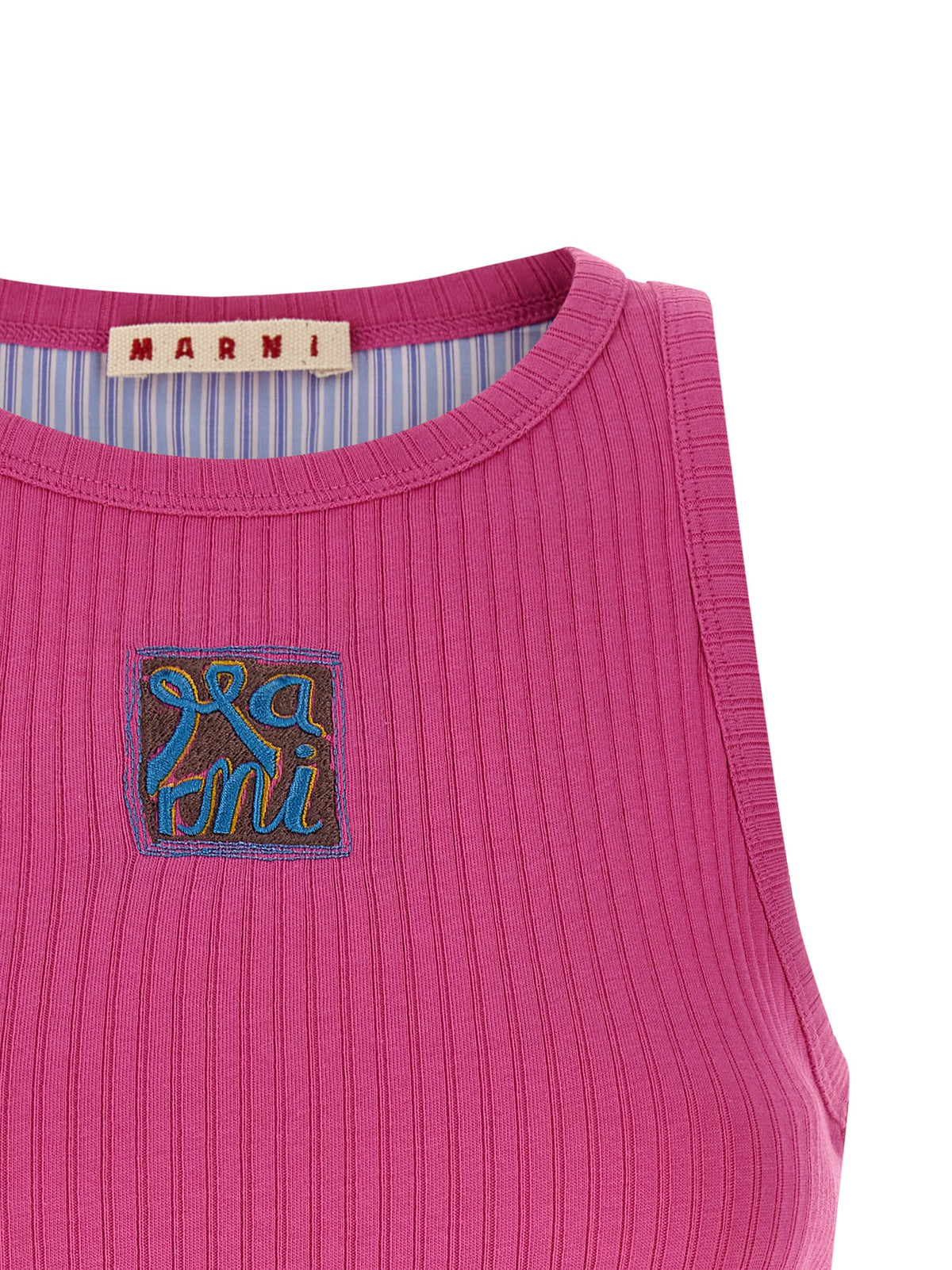 T-shirt sans manches en coton fuchsia Marni