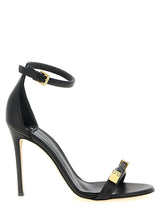 Sandales à talons aiguilles en cuir noir Elisabetta Franchi