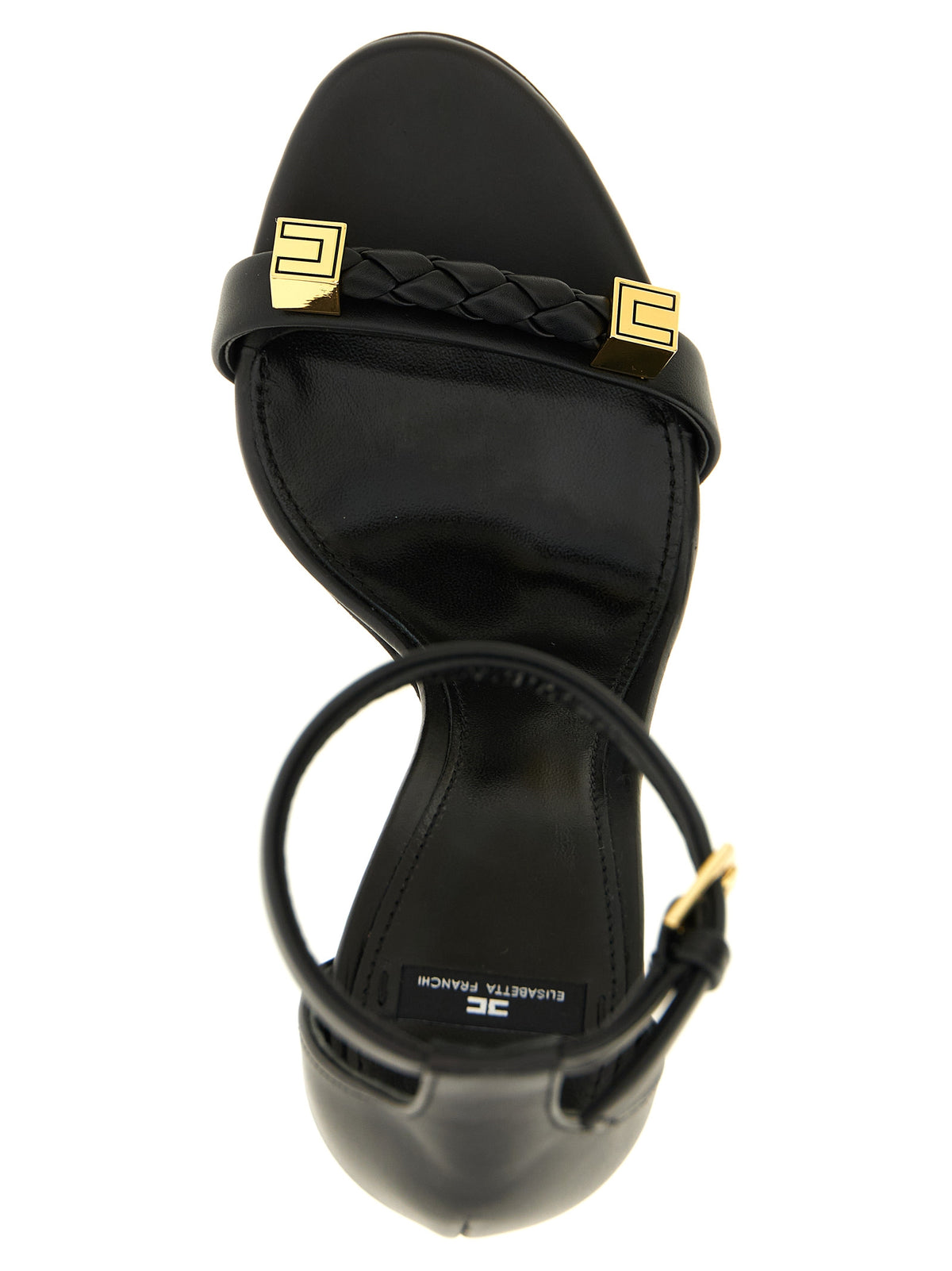 Sandales à talons aiguilles en cuir noir Elisabetta Franchi