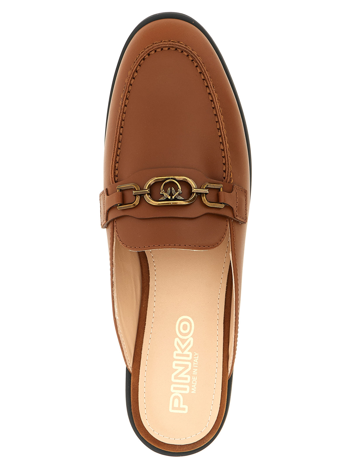 PINKO Naty 09 Brown Calfskin Flats for Women