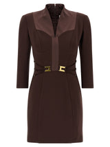 Elisabetta Franchi Brown Polyester Short Dress