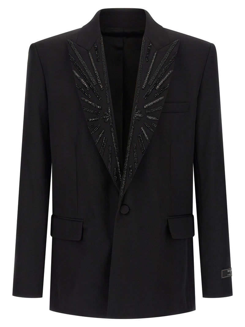 Balmain Black Virgin Wool Blazer for Men
