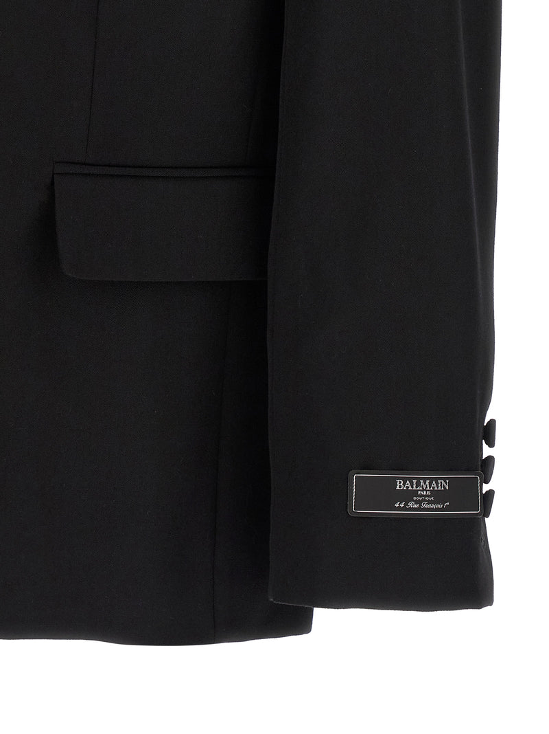 Balmain Black Virgin Wool Blazer for Men