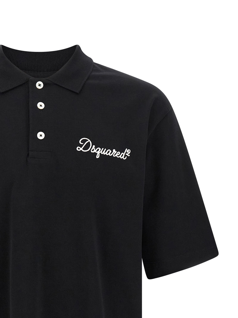 Dsquared² Black Cotton Polo Shirt - Refined Elegance