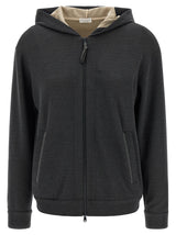 Sweat à capuche gris en coton Brunello Cucinelli